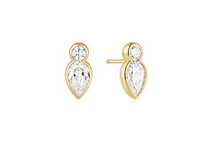  Wanderer - Boucles d'oreilles à puces - Argent / GP 14 carats - Zircone